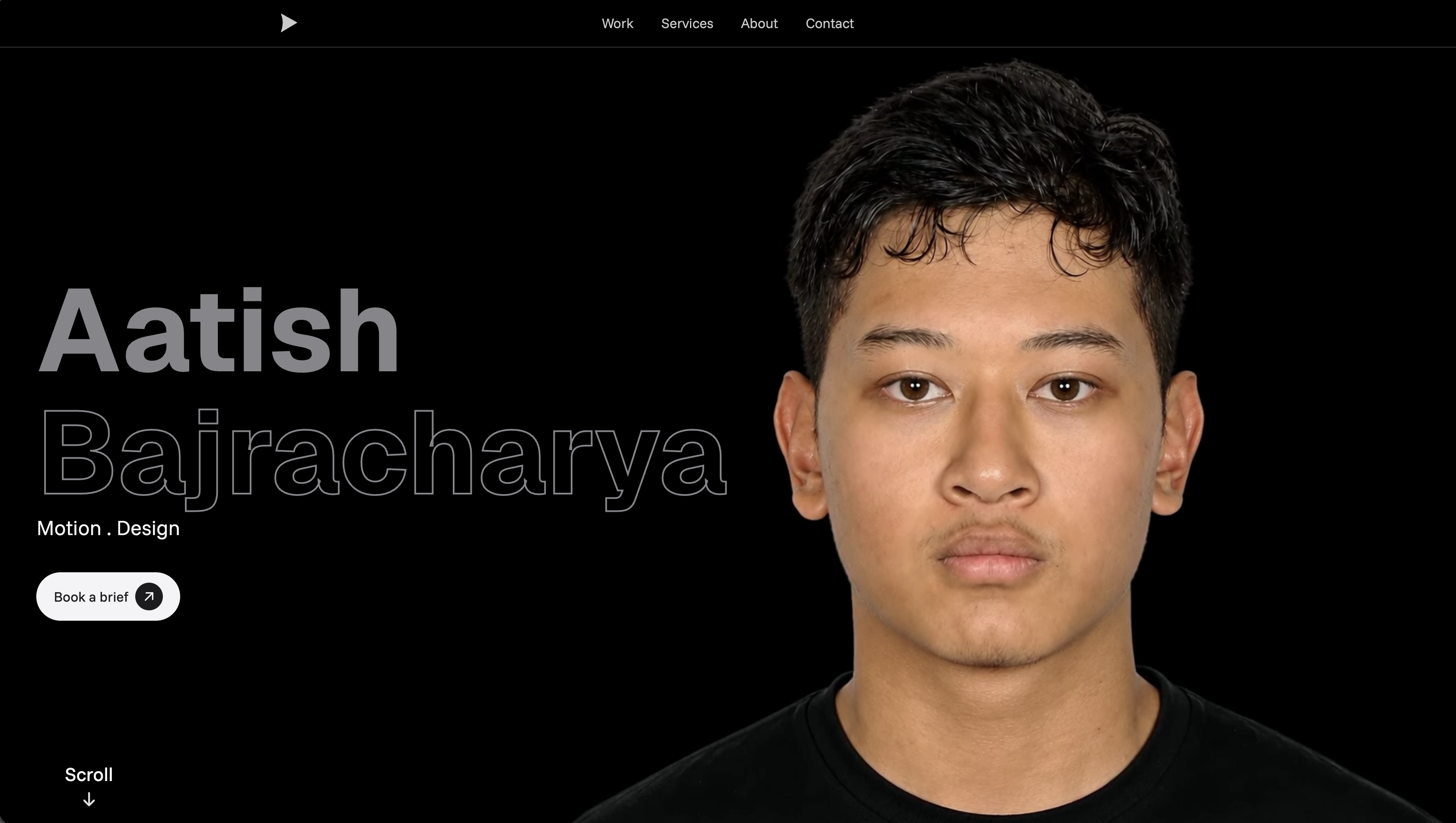 a3b.video portfolio hero with Aatish Bajracharya